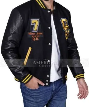 Justice League Gotham City Cyborg Letterman Black Jacket