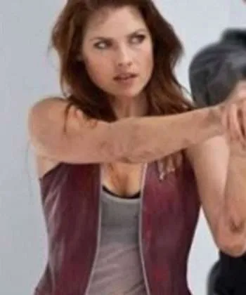 Resident Evil Afterlife Ali Larter Leather Maroon Vest