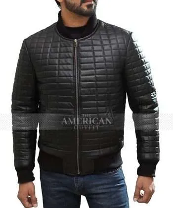 Usher Black Leather Bomber Jacket