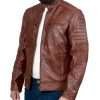 cafe racer brown distressed biker leather jacket