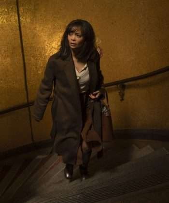 All the Old Knives Movie Celia Harrison Black Wool Coat