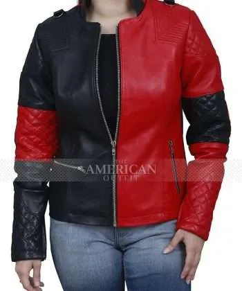 Margot Robbie Harley Quinn Red Leather Jacket