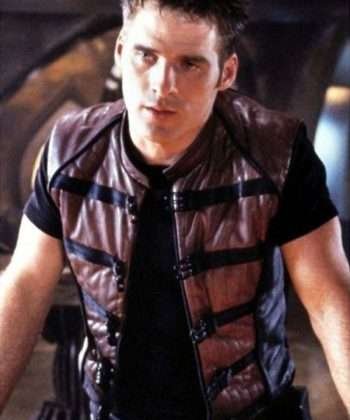 John Robert Crichton Black Leather Strip Vest