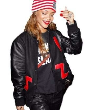 Singer Rihanna Love Heart Varsity Jacket