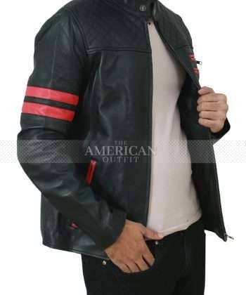 Mens Cafe Racer Black Biker Quilted Leather Jacket