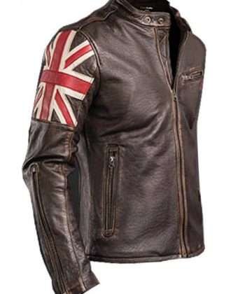 Men’s Vintage Cafe Racer Biker Style Brown Leather Jacket