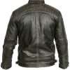 Mens Cafe Racer Distressed Vintage Black Biker Leather Jacket