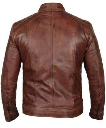 Men’s Cafe Racer Biker Real Brown Leather Jacket