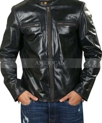 Men's Cafe Racer Black Leather Jacket