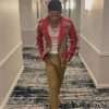 American singer Yk Osiris Red Leather Biker Jacket