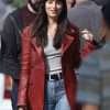 Dakota Johnson Dakota Maroon Leather Jacket
