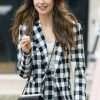 Emily In Paris Lily Collins Checked Blazer Coat