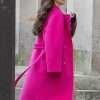 Lily Collins Emily In Paris Pink Wool Coat
