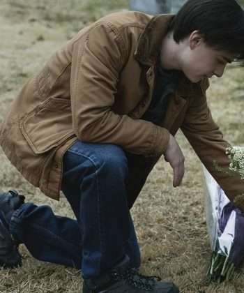 Mr. Harrigan's Phone (2022) Jaeden Martell Brown Cotton Jacket