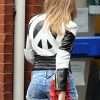 Kylie Minogue Red Heart Design Black and White Leather Jacket