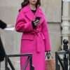 TV Series Emily In Paris Lily Collins Pink Wool Coat
