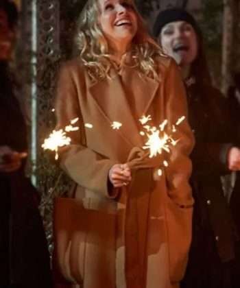 Silent Night Lucy Punch (2021) Brown Wool Coat