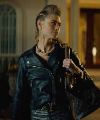 Zoe Night Teeth Black Motorcycle Leather Jacket