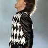 Mick Jagger Rolling Stones Star Black and White Bomber Leather Jacket