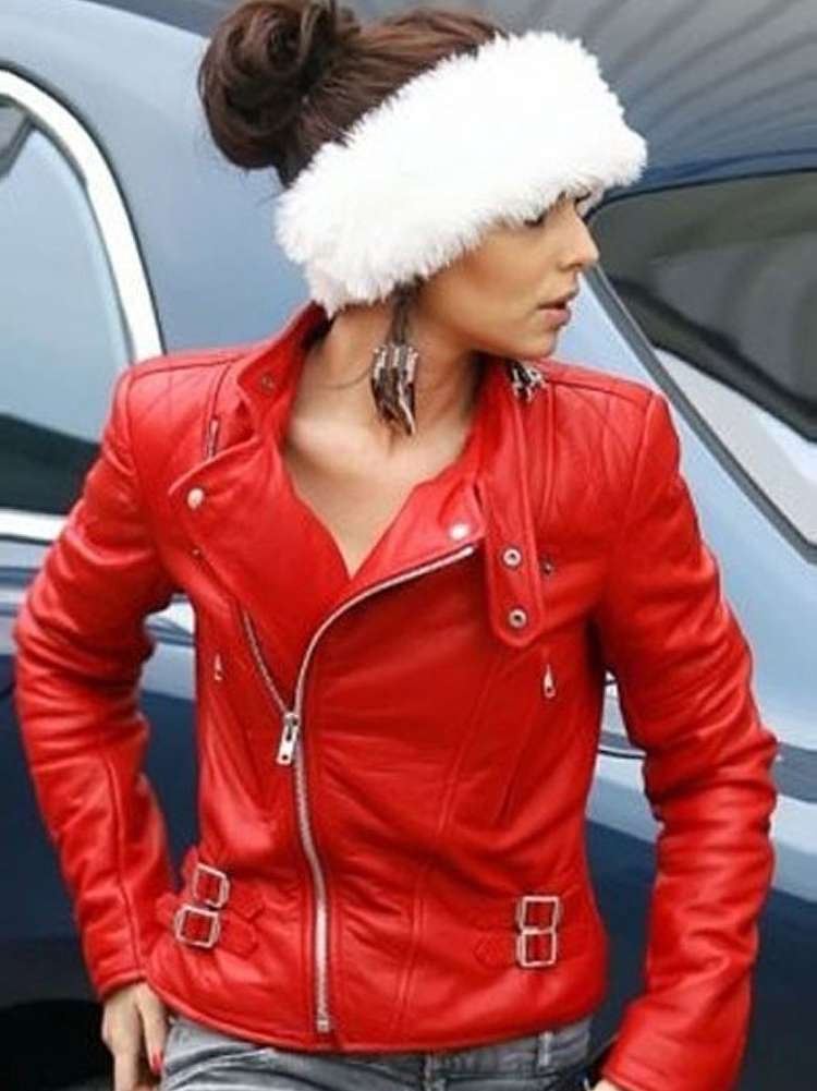 Santa Claus New Cheryl Cole Red Leather Jacket