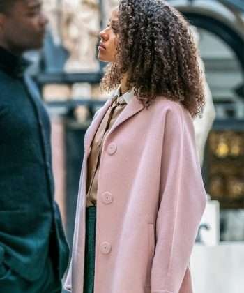 Gugu Mbatha-Raw The Girl Before Pink Coat