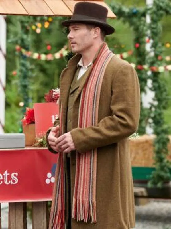 Luke Macfarlane A Magical Christmas Village Brown Wool Trench Coat