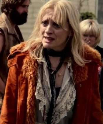 Sex Education Season 02 Anne-Marie Duff Brown Shearling Coat