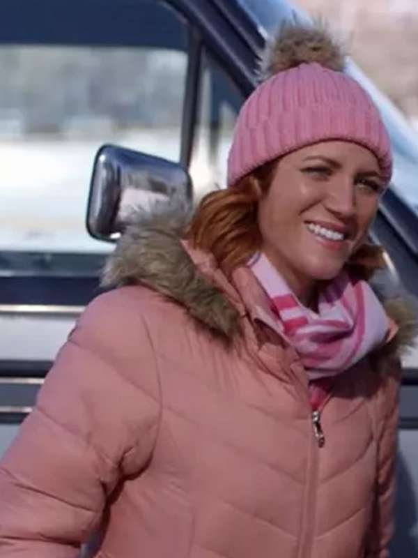 Christmas with the Campbells (2022) Brittany Snow Pink Puffer Jacket