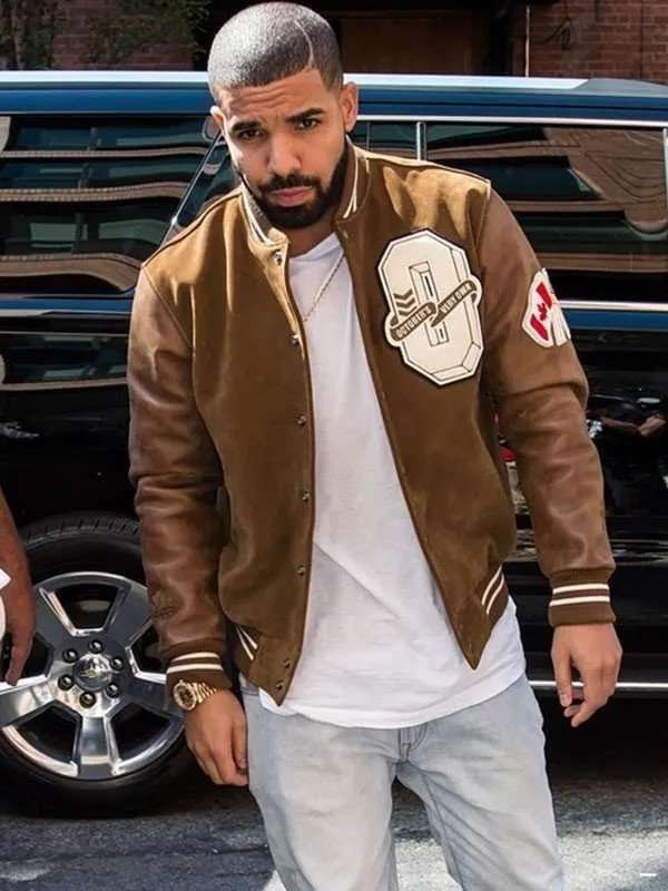 Drake Brown Varsity Real Leather Jacket