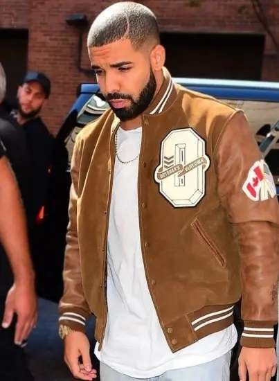 Canadian Rapper Drake Brown Varsity Leather Jacket