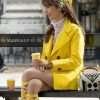 Lily Collins Emily in Paris Emily Cooper Yellow Cotton Coat