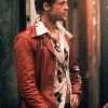 Tyler Durden Fight Club Movie Maroon Leather Jacket