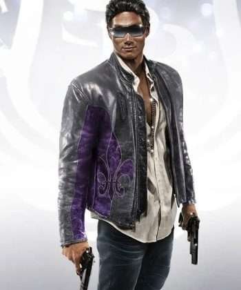 Johnny Gat Video Game Saints Row Grey Leather Jacket