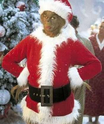 How The Grinch Stole Christmas Jim Carrey Red Shearling Coat