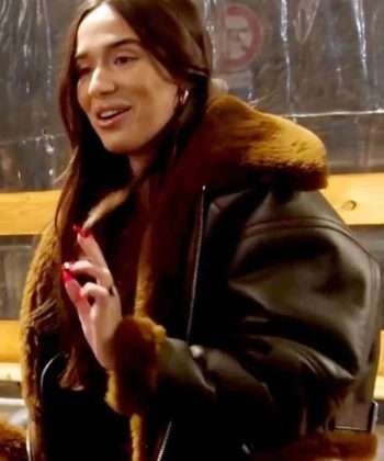 Margaux Lignel Real Girlfriends in Paris Brown Shearling Jacket