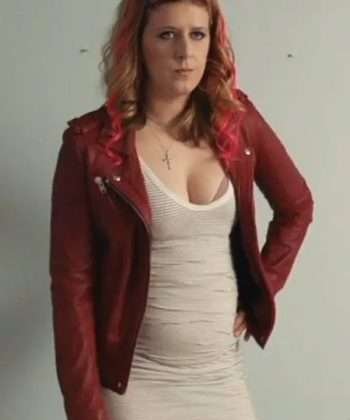 Genevieve Adams Simchas and Sorrows Movie Agnes Maroon Leather Jacket