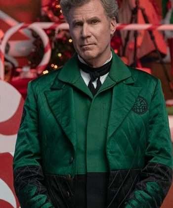 Will Ferrell Christmas Movie Spirited Green Quilted Coat