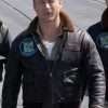 Glen Powell Devotion (2022) Brown Shearling Bomber Leather Jacket