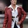 Brad Pitt Fight Club Maroon Leather Jacket