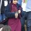 Movie The Princess Switch Switched Again Vanessa Hudgens Blue Velvet Coat