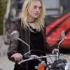 Movie Viena and the Fantomes Dakota Fanning Brown Leather Jacket
