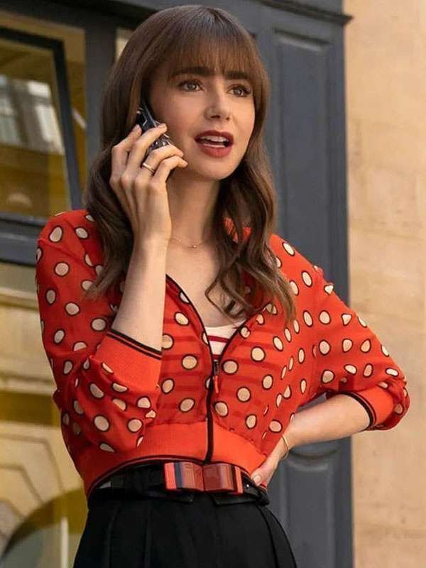 Lily Collins Emily in Paris Emily Cooper Orange Jacket