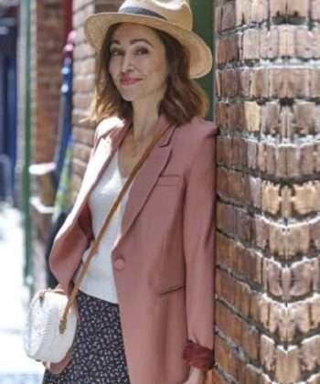The Wedding Veil Autumn Reeser Pink Blazer Coat