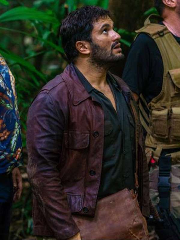 Malik Bentalha Jack Mimoun et les secrets de Val Verde (2022) Maroon Jacket Movie Jack Mimoun et les secrets de Val Verde Malik Bentalha Maroon Leather Jacket