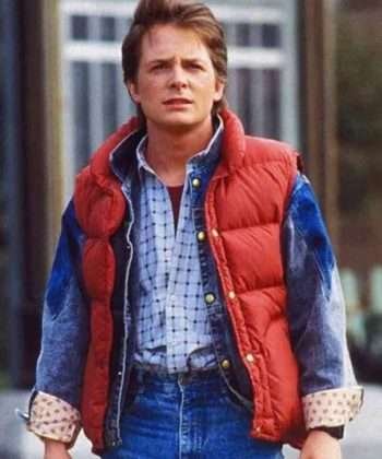 Back to the Future Michael J. Fox Red Puffer Vest