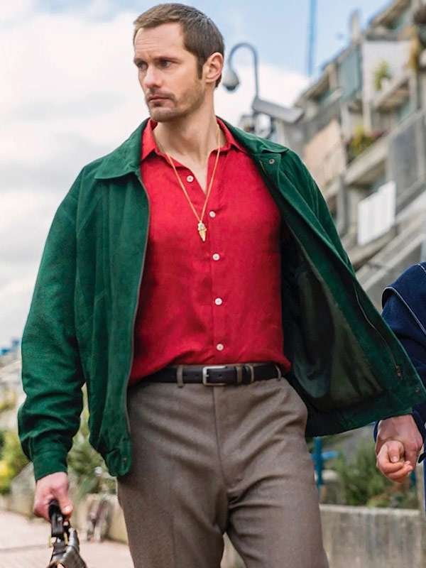 TV Series The Little Drummer Girl Alexander Skarsgård Green Suede Leather Jacket