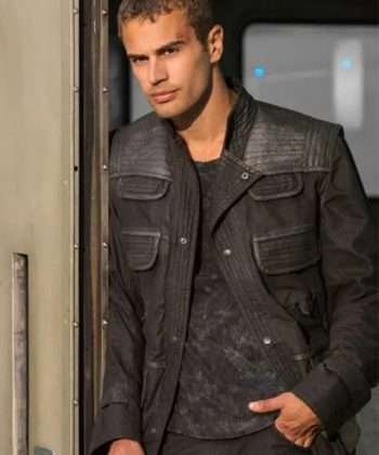 Movie Divergent Theo James Black Leather Jacket