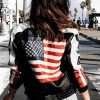 Selena Gomez USA Flag Black Leather Jacket