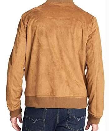 Men’s Brown Suede Leather Baseball Jacket