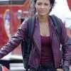 TV Series Macgyver Riley Davis Purple Leather Jacket